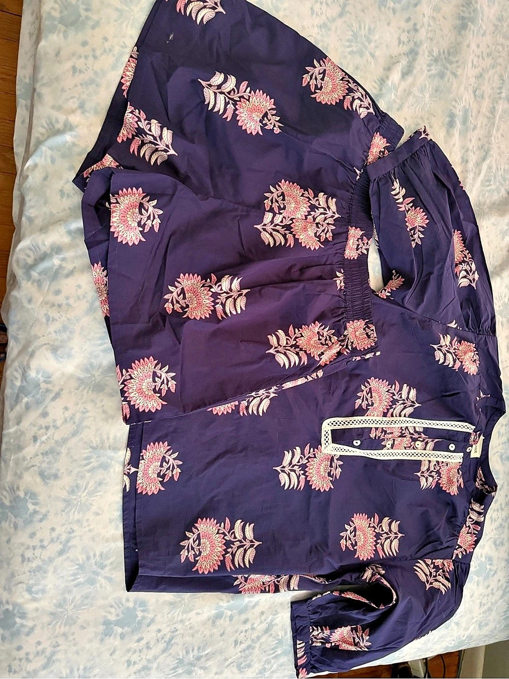 Sommer Floral Button Down Shirt Purple & Pink Size Medium NWT 2 piece set xl pro
